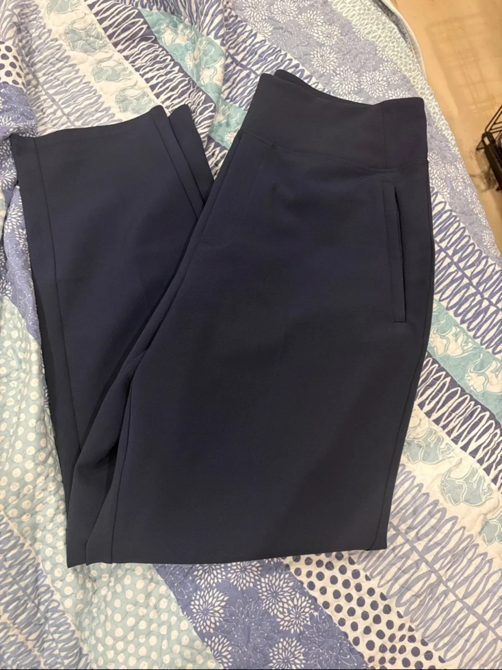 Women's Navy Stretch Ankle Pants - Classic Tailored Fit - Picture 5 of 9